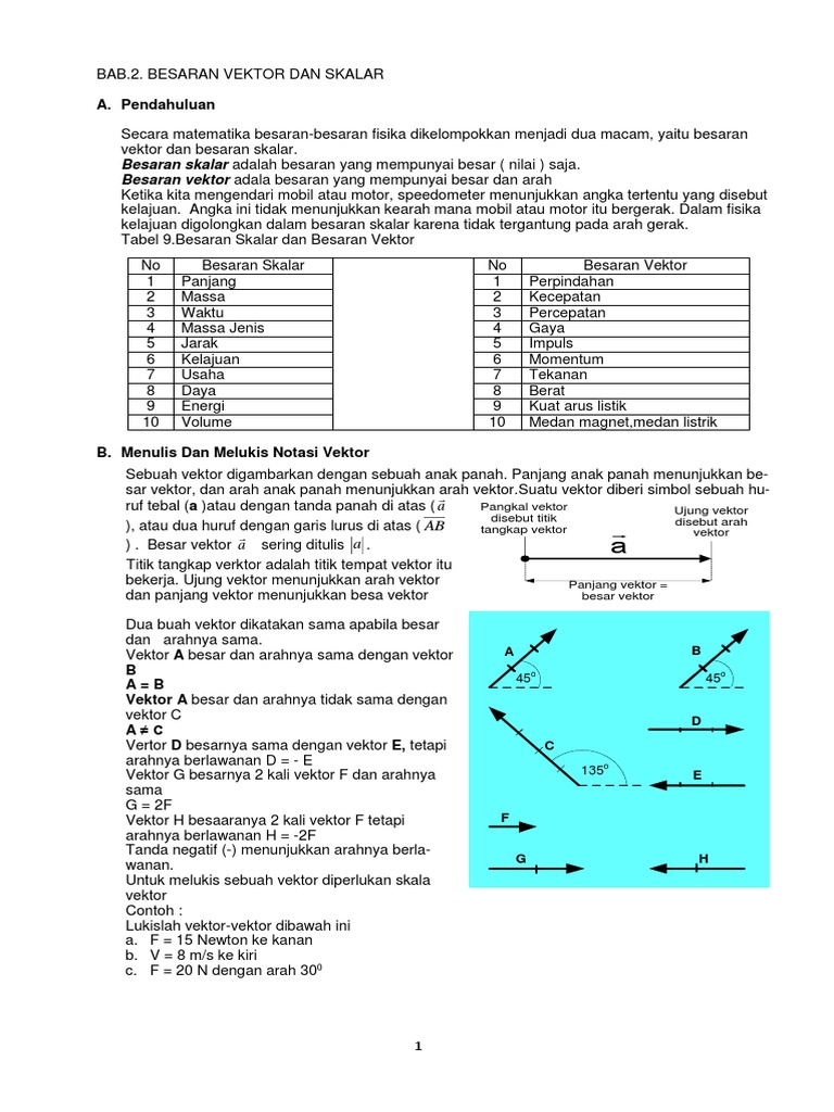Besaran Vektor dan Skalar dalam Fisika | PDF