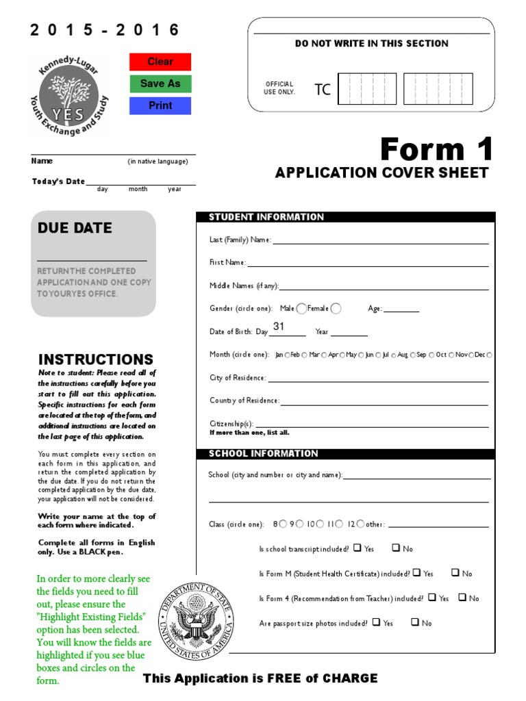 Form 1: Application Cover Sheet | PDF
