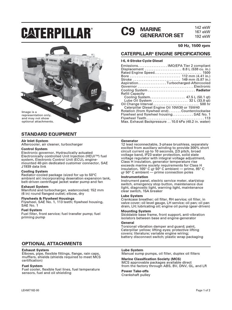Cat C9 Genset Spec Sheet.pdf | Turbocharger | Insulator ...