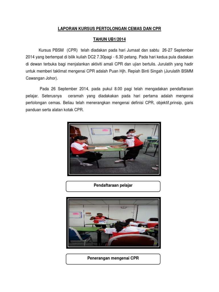Laporan Kursus Pertolongan Cemas Dan Cpr Pdf