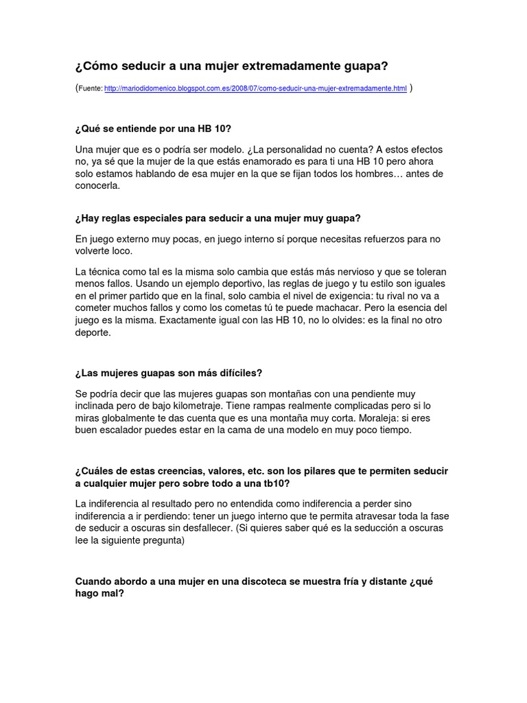 Como Seducir A Una Tb10 Pdf Mujer Belleza