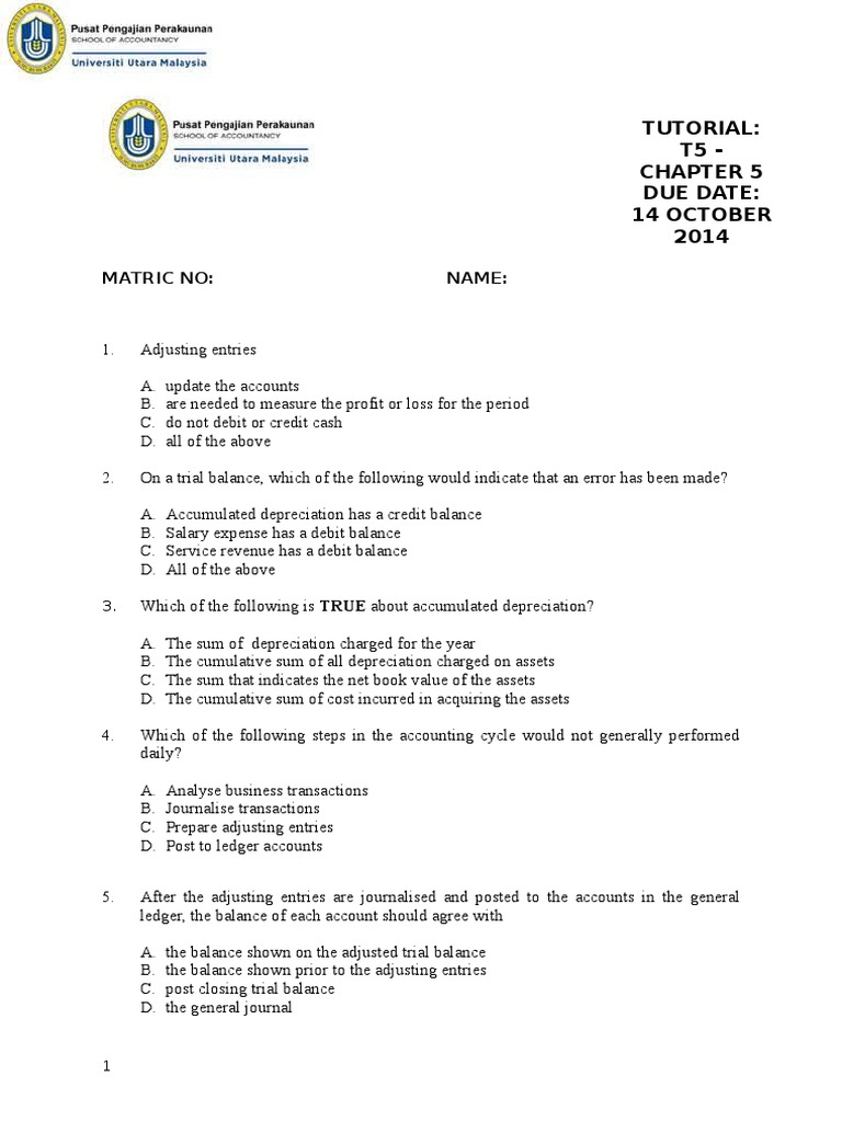 TUTORIAL_5.odt | Debits And Credits | Depreciation
