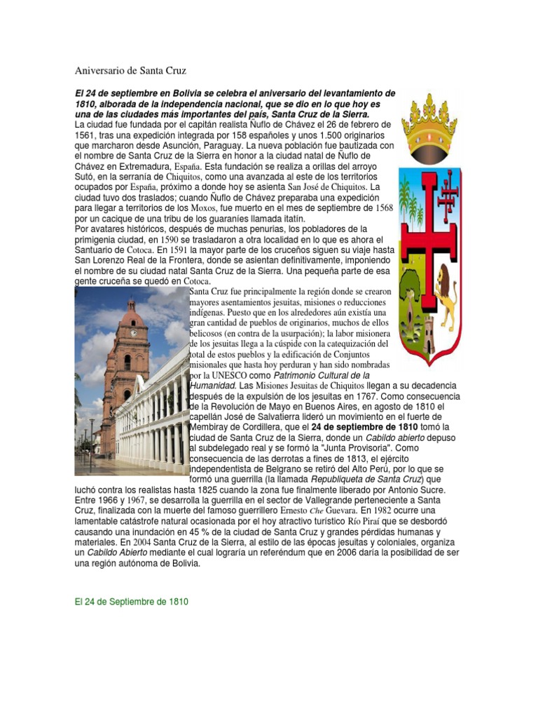 Aniversario de Santa Cruz | PDF | América del Sur | Rebeliones