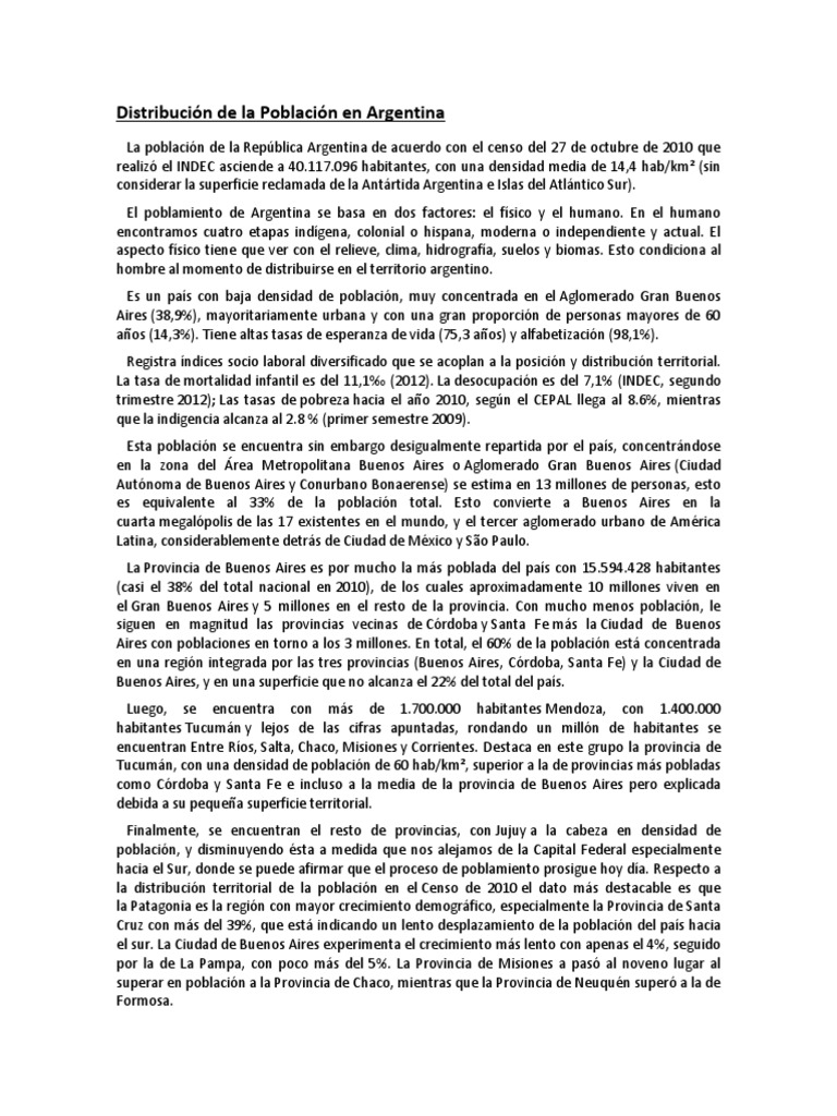 Distribución de la Población en Argentina.docx Población Densidad de población