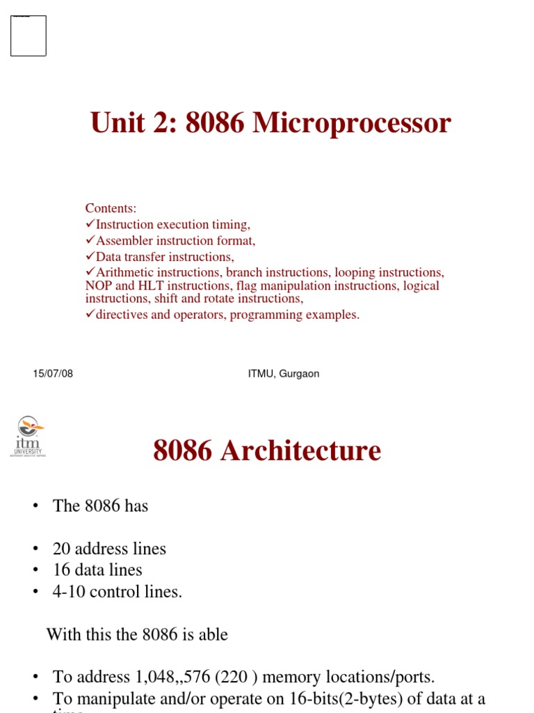 8086 Microprocessor Architecture Overview | PDF | Instruction Set ...