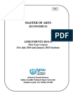 Master of Arts (Economics) Assignments 2014-15