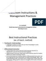 Classroom Instructions & Management Practices