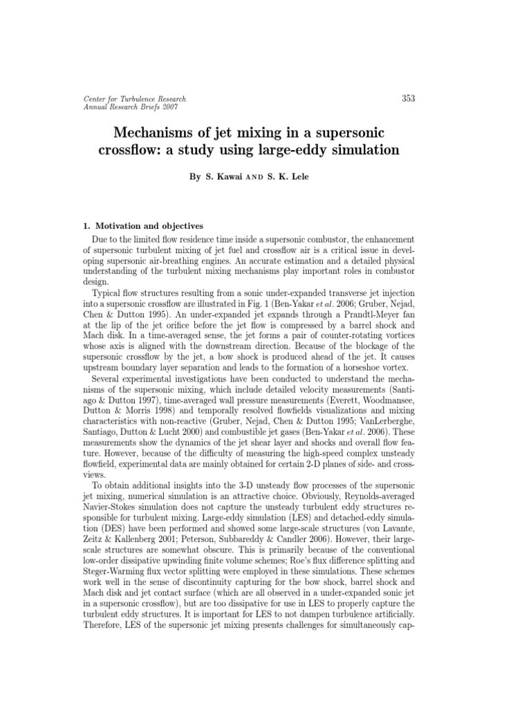 Jet Mixing in Supersonic Crossflow Analysis | PDF | Vortices | Jet Engine