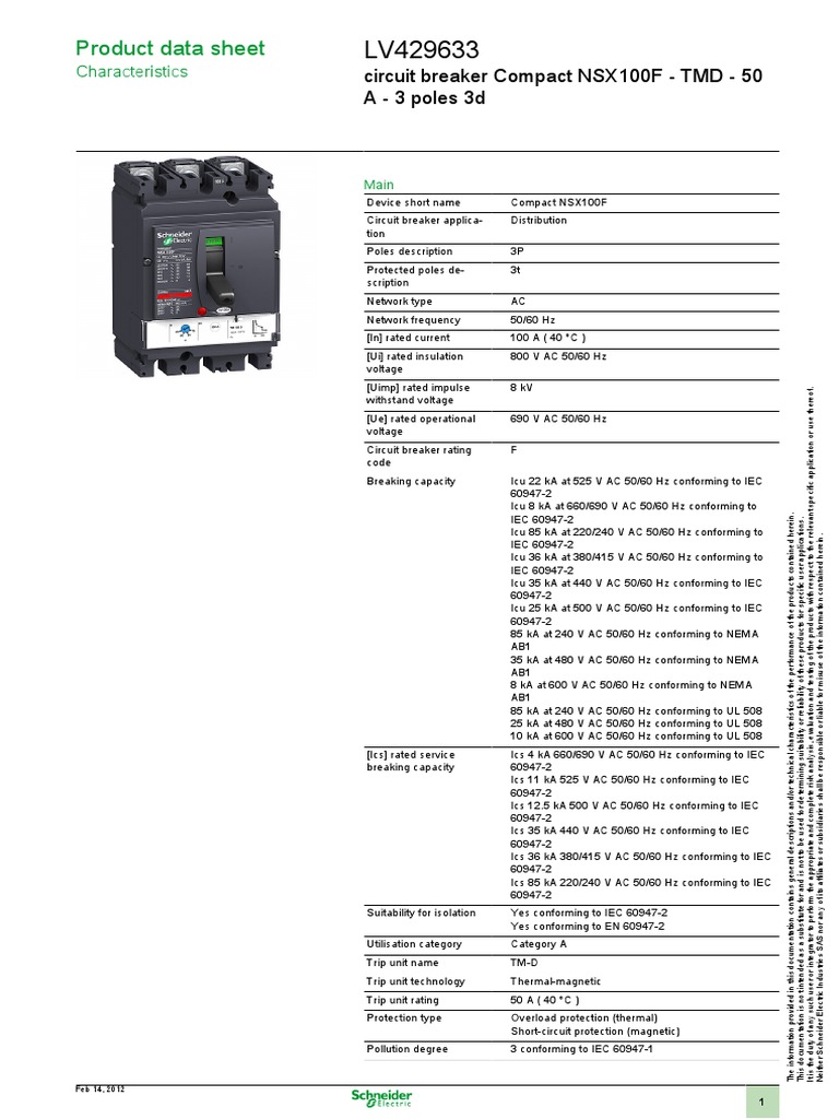 NSX100F - 50A.pdf | Electrical Components | Electrical Engineering