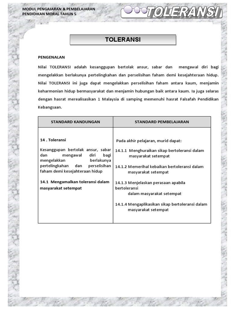 Rph Nilai Toleransi 60 Minit Pdf