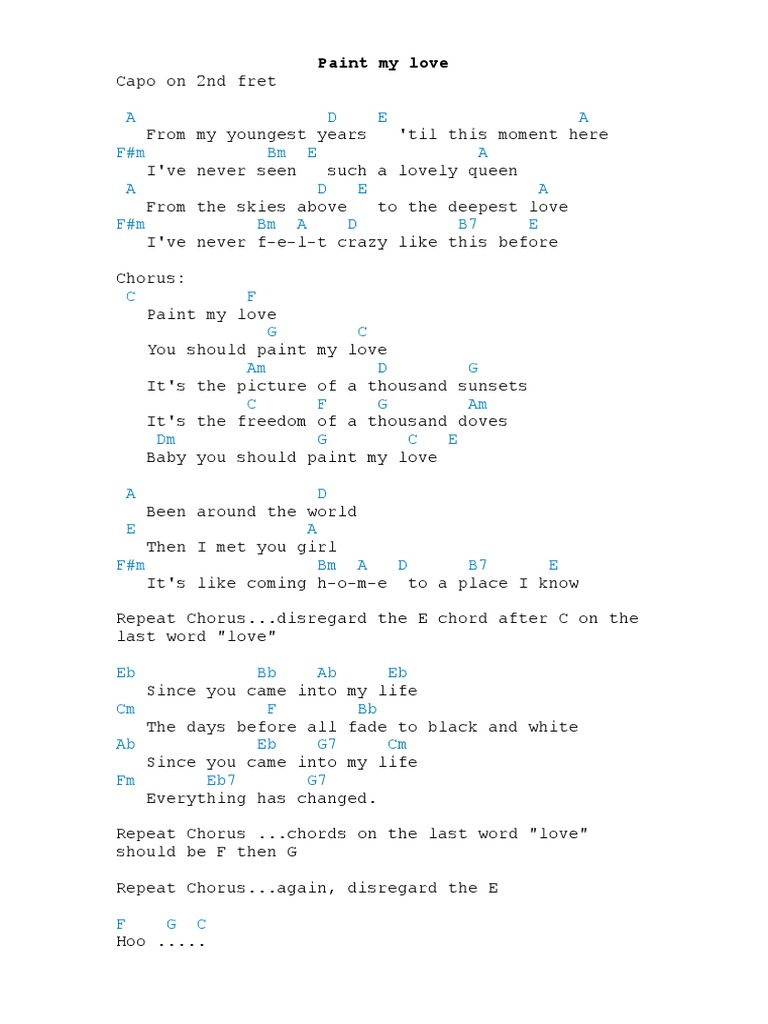 Paint My Love Chords