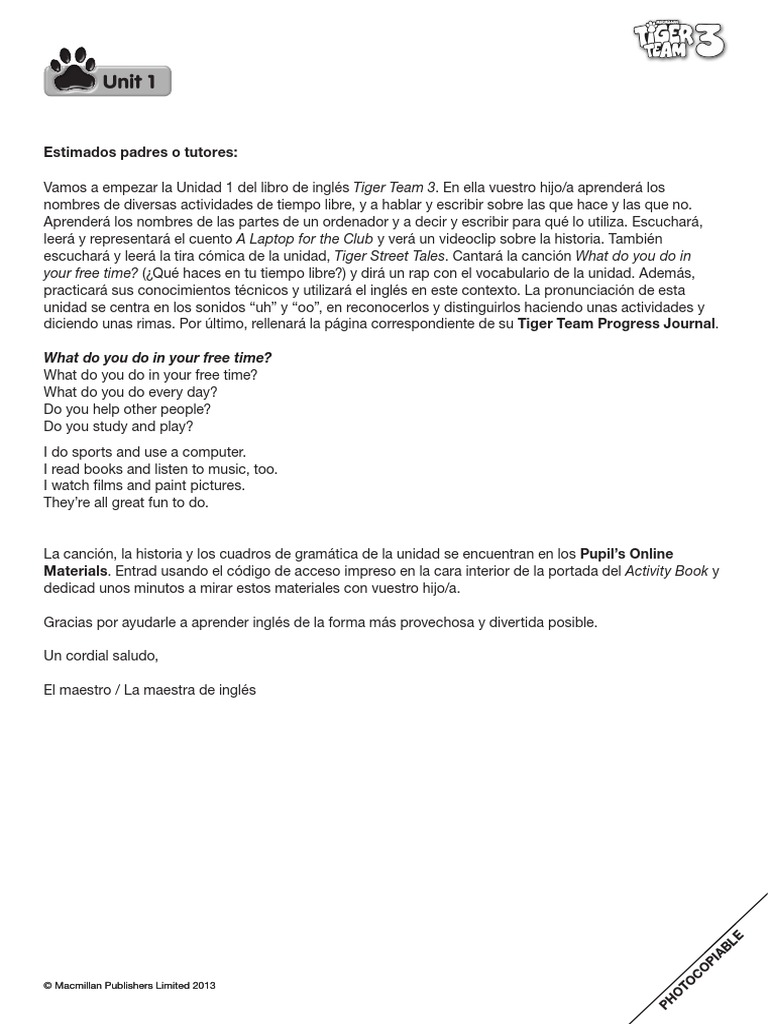 3º Primaria Unit 1 | PDF | Artes del Lenguaje y Comunicación