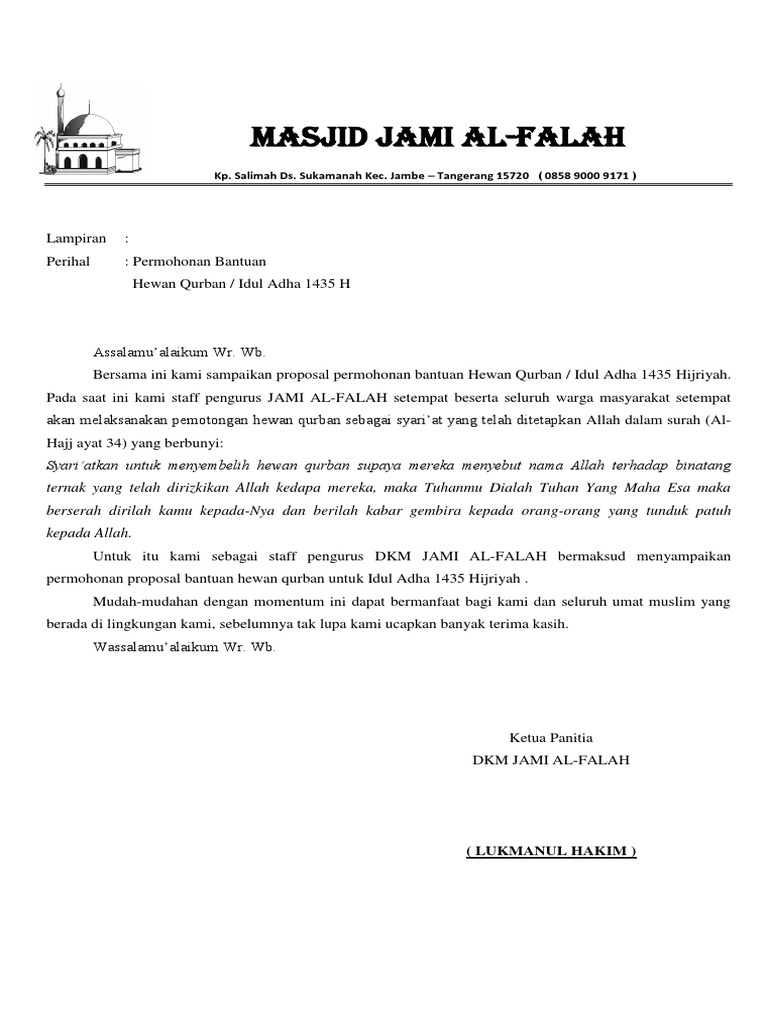 Contoh Surat Mohon Sumbangan Fakir Miskir