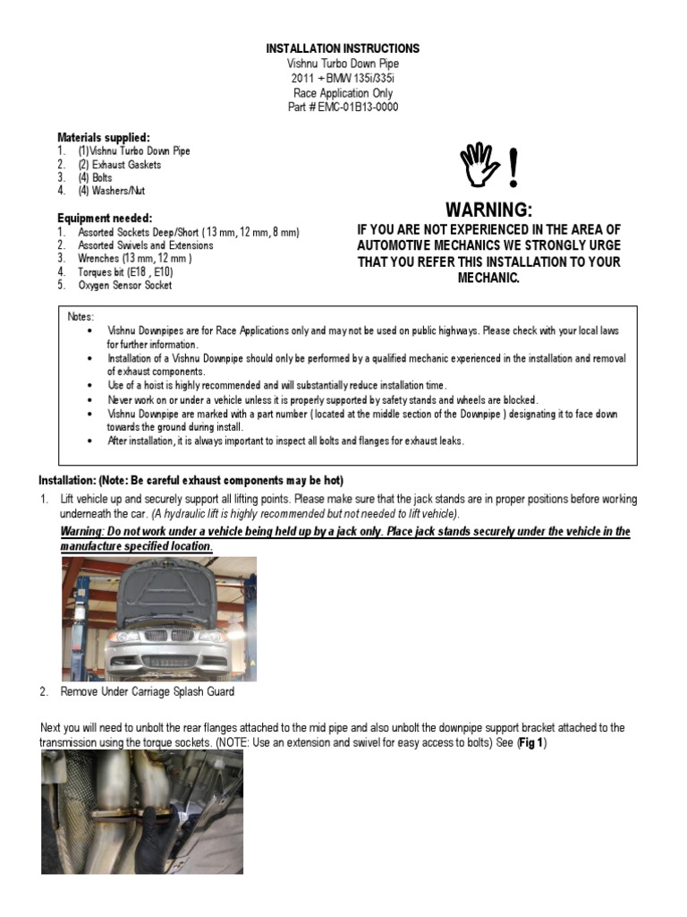 N55 Downpipe Installation Guide | PDF | Screw | Transmission (Mechanics)