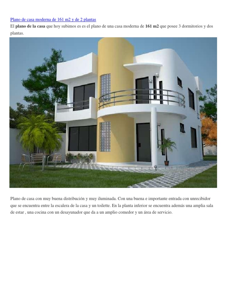 Plano de Casa Moderna de 161 m2 y de 2 Plantas | PDF | Cocina, comidas y  vino, image size:768x1024