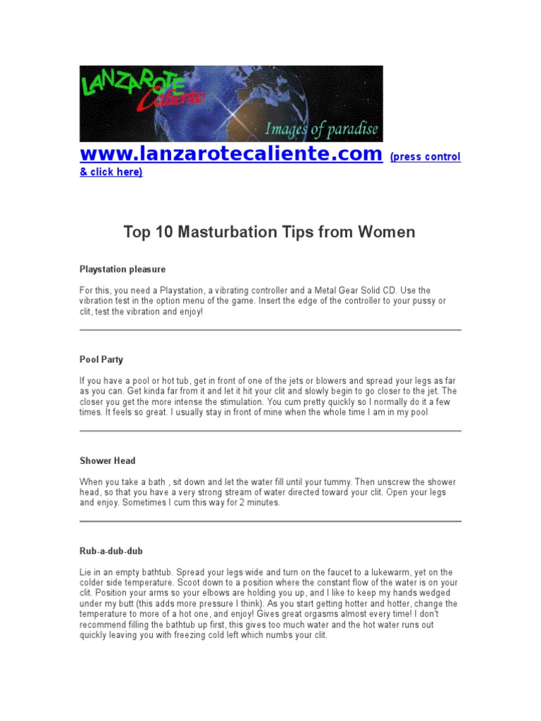 Top 10 Masturbation Tips From Women PDF Clitoris Shower