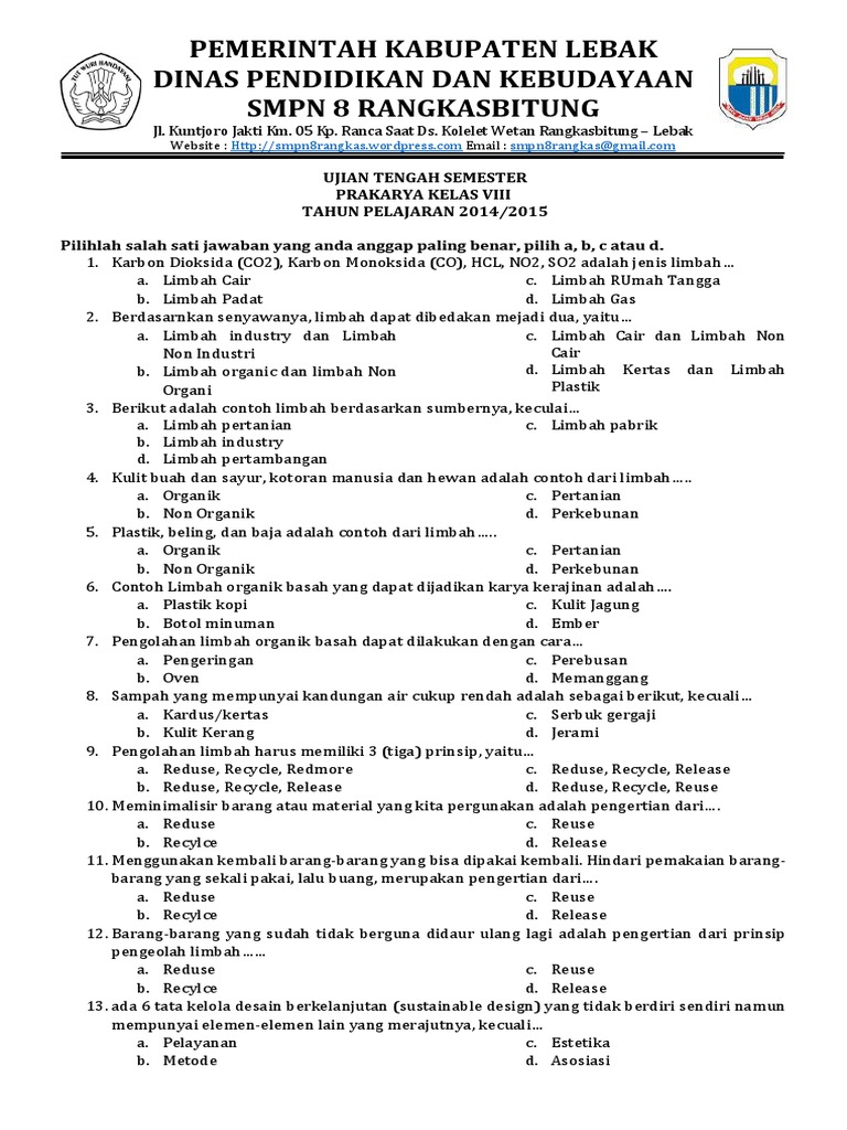 Contoh Soal Prakarya Kelas 11 Semester 2 - Contoh Soal Terbaru