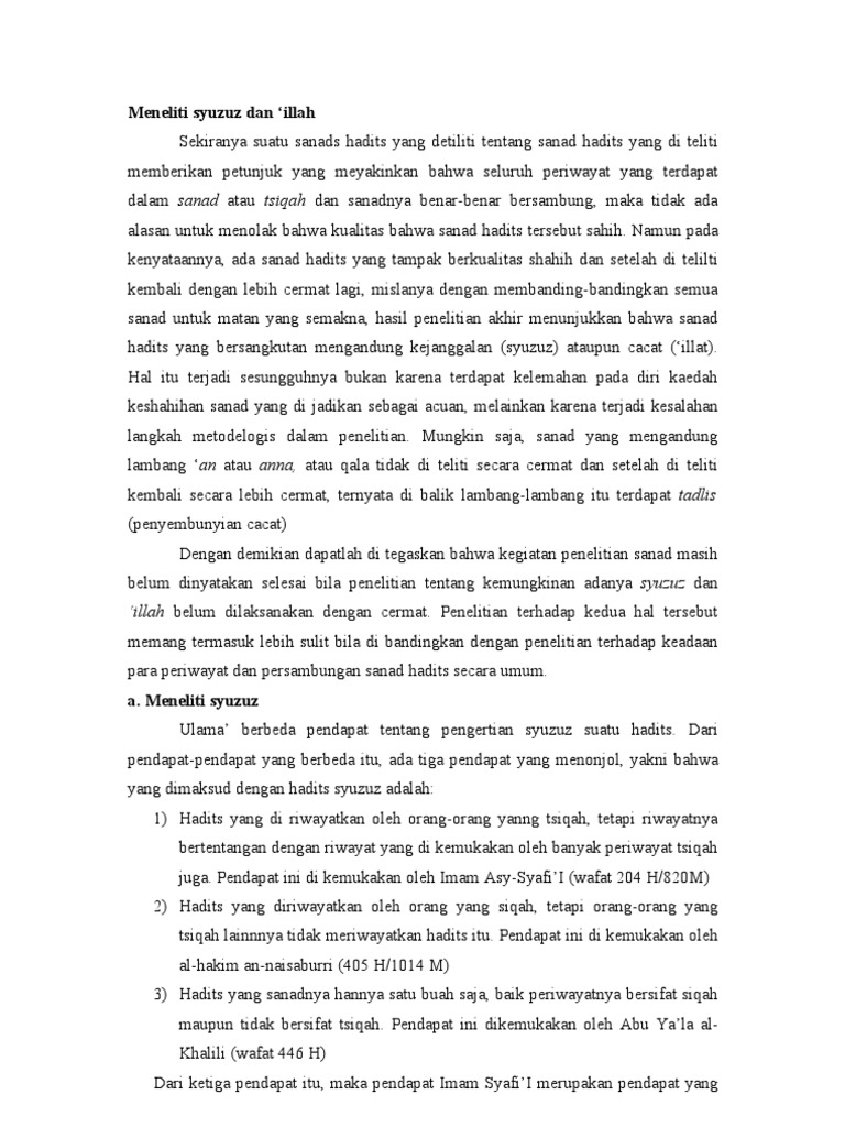 Penelitian Syuzuz dan 'Illat Hadits | PDF | Ilmu Sosial