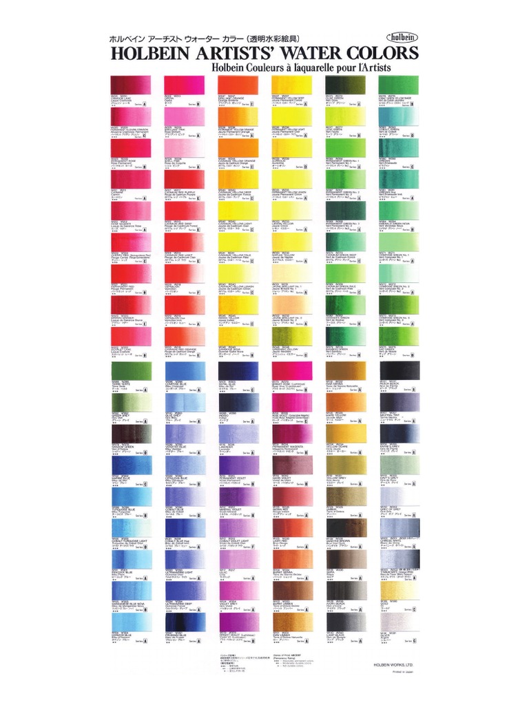 Holbein Watercolour Colour Chart | PDF