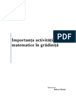 Importanța activităților matematice