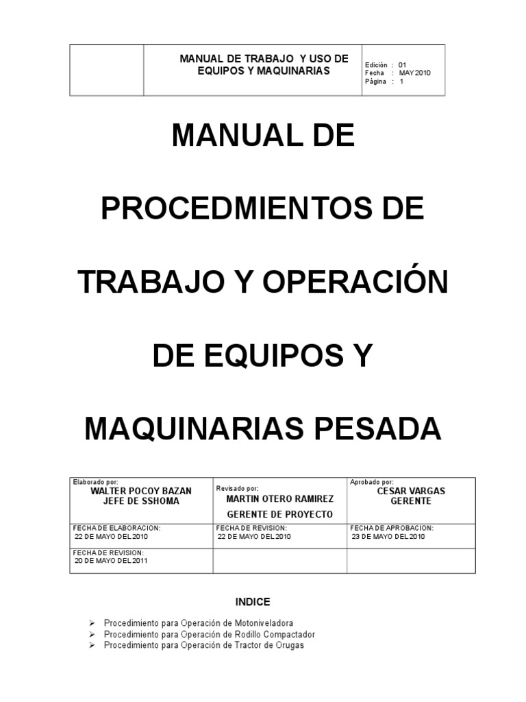 Manual de Operación de Maquinaria Pesada | PDF