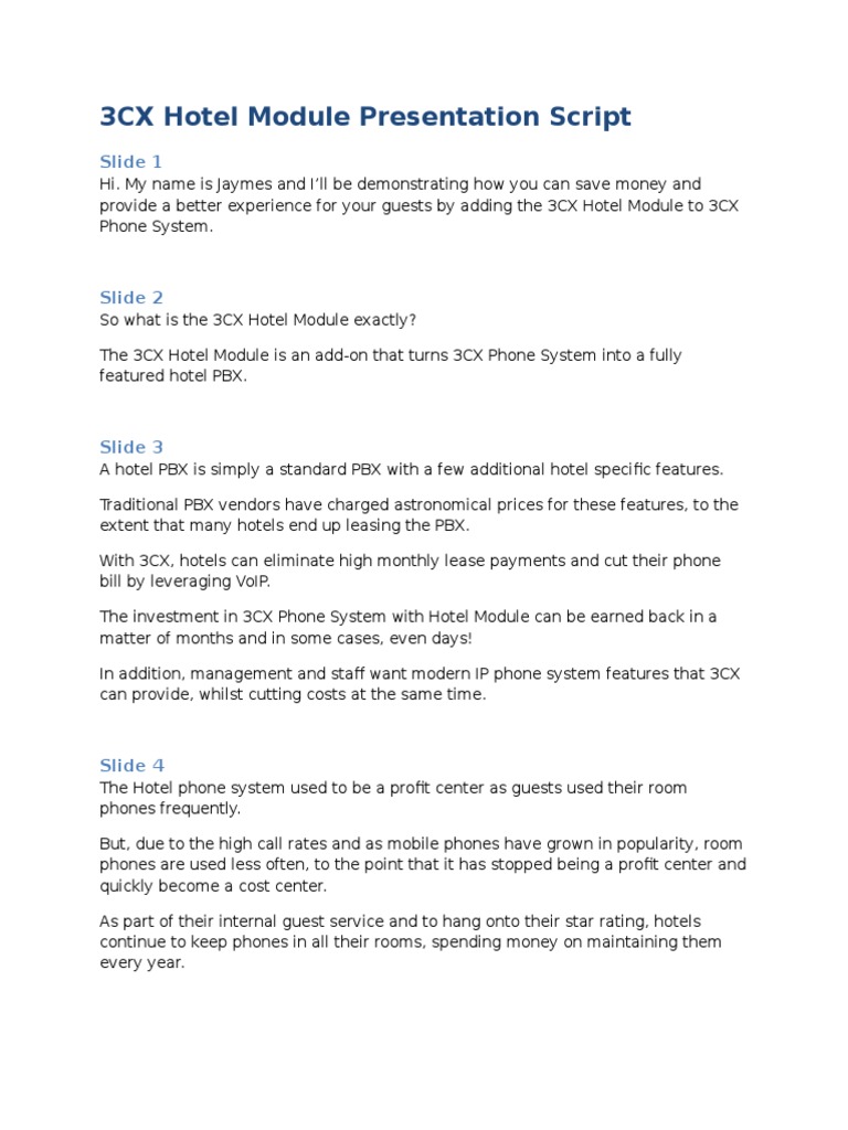 3CX Hotel Module Overview and Benefits | PDF | World Wide Web ...