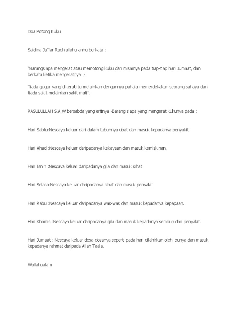 Doa Potong Kuku Pdf