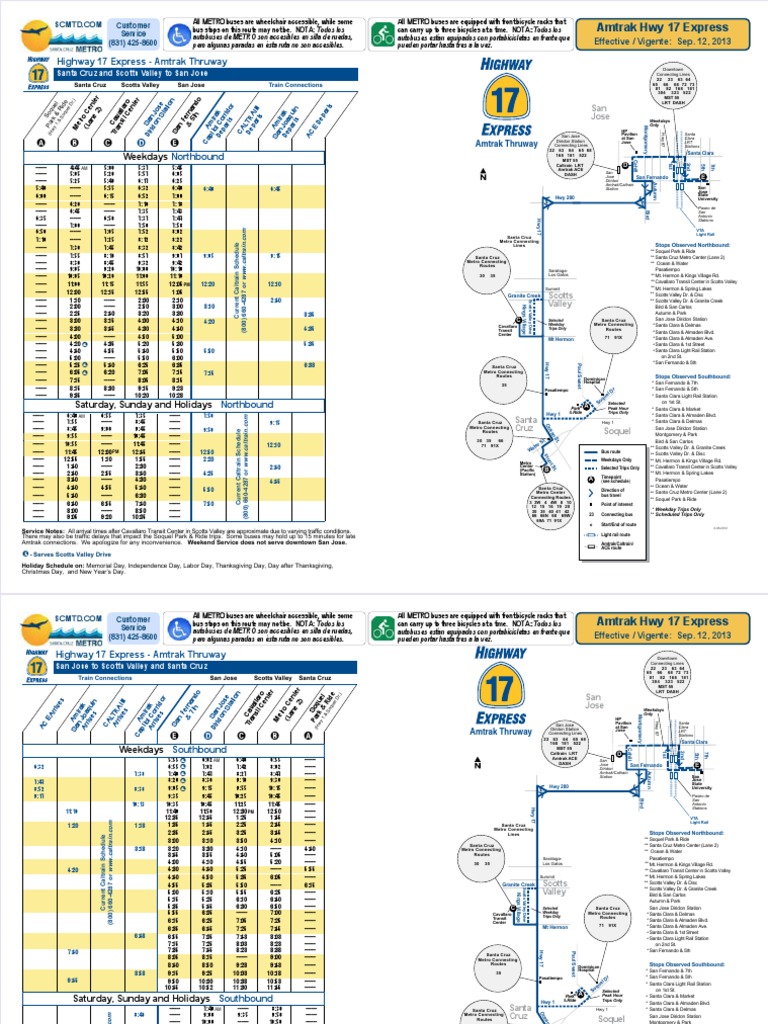 Route 17 Bus Schedule Caltrain Passenger Rail Transport