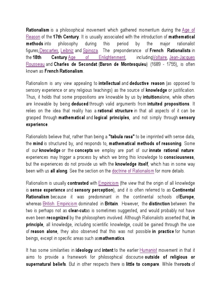 Overview of Rationalism in Philosophy | PDF | Rationalism ...