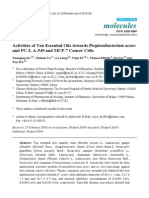 Molecules: Activities of Ten Essential Oils Towards Propionibacterium Acnes and PC-3, A-549 and MCF-7 Cancer Cells