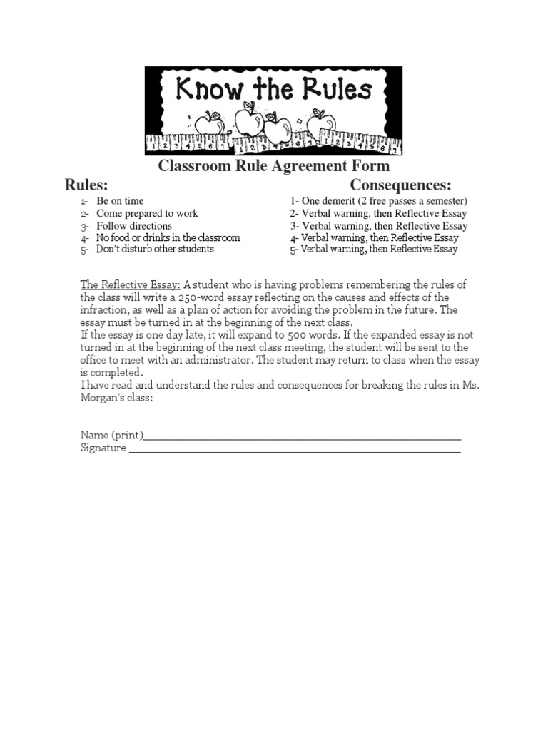 Classroom Rule Agreement Form | PDF | Career & Growth