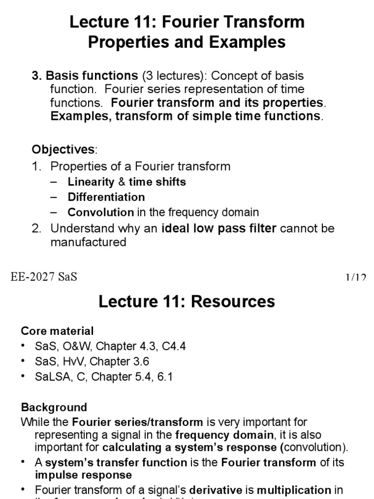 Properties of Fourier Series | PDF | Fourier Transform | Filter (Signal ...