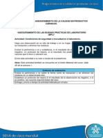 Condiciones de Seguridad e Inocuidad en El Laboratorio PDF