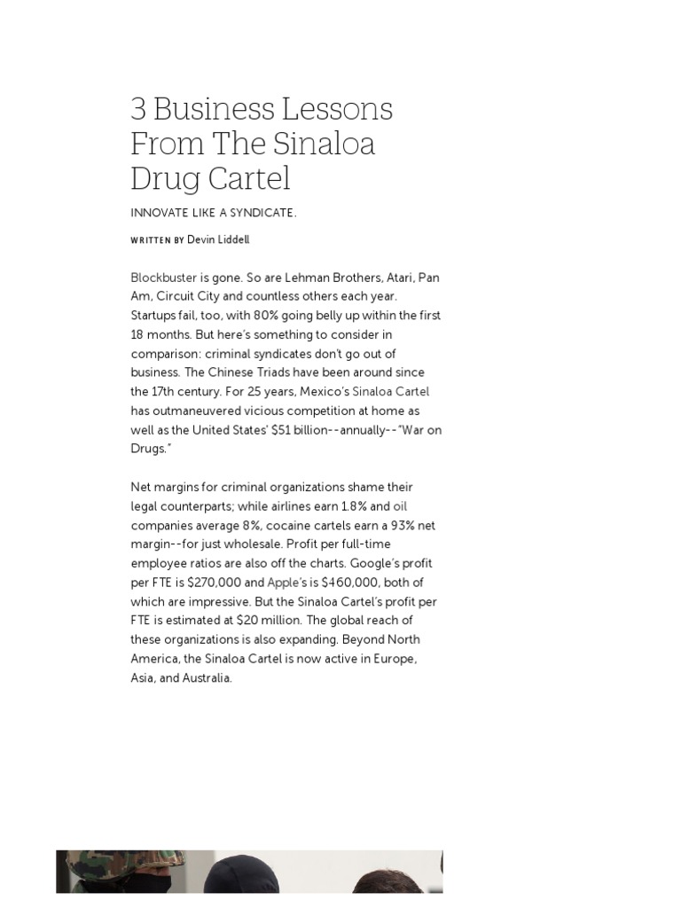 3 Business Lessons From The Sinaloa Drug Cartel | PDF | Organized Crime ...