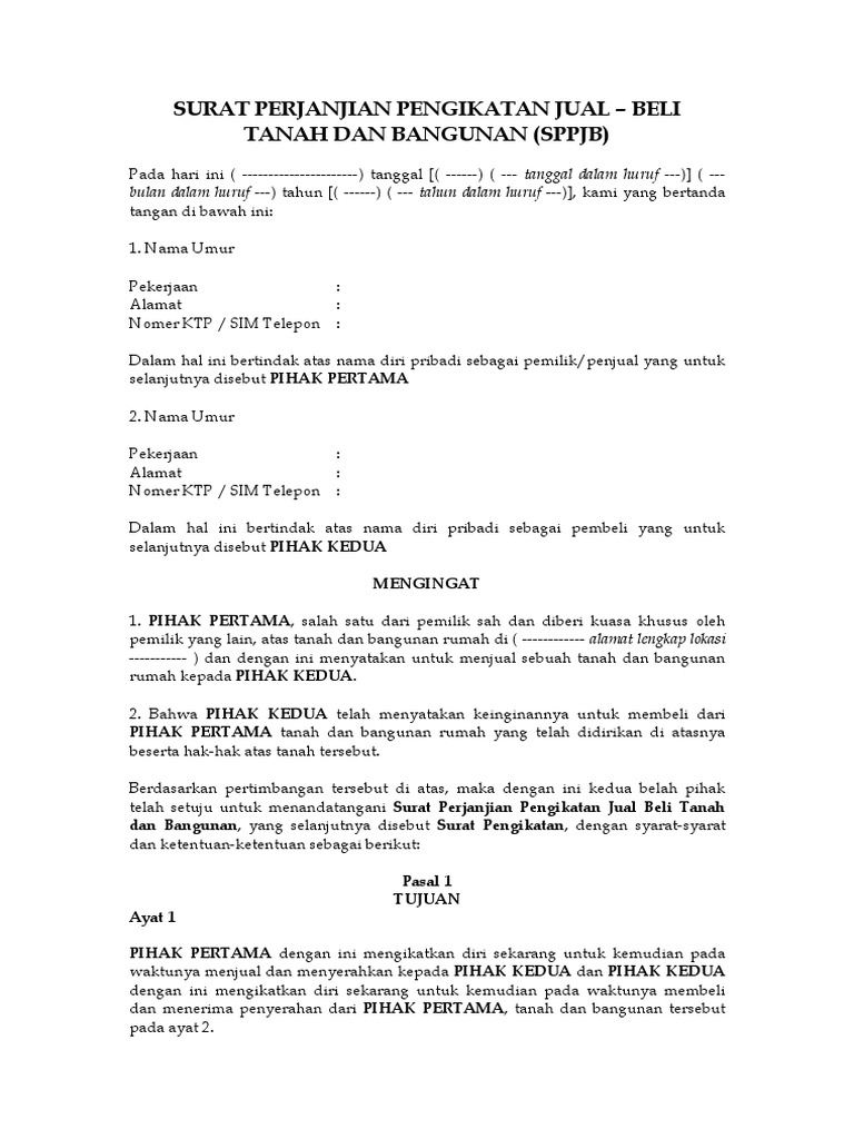 Contoh Surat Jual Beli Tanah Doc