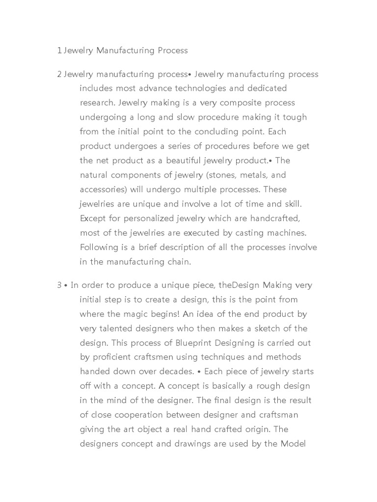 Jewelry Manufacturing Process Overview | PDF | Home & Garden