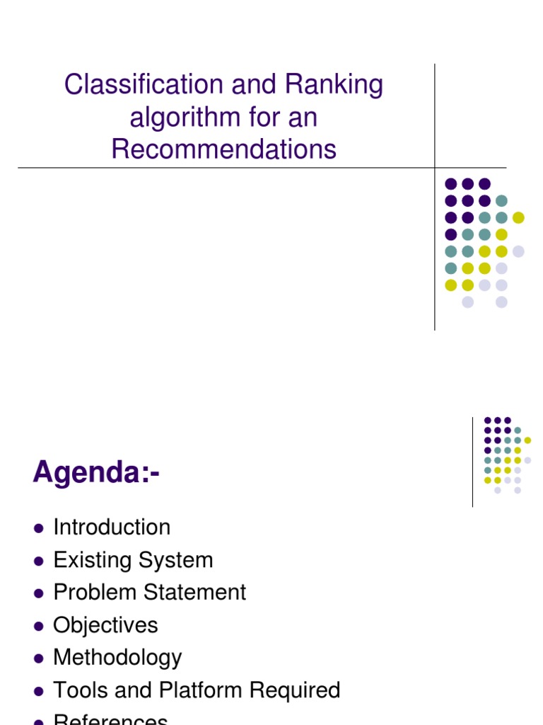 Classification and Ranking Algorithm For An Recommendations | PDF ...