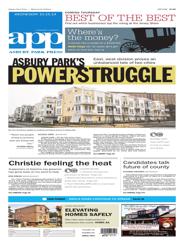 Asbury Park Press Front Page Wednesday, Oct. 15 2014 PDF Elections