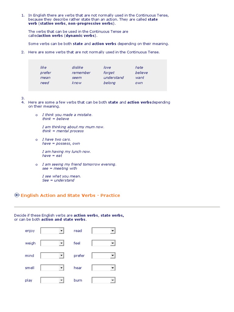 Understanding Stative Verbs in English | PDF
