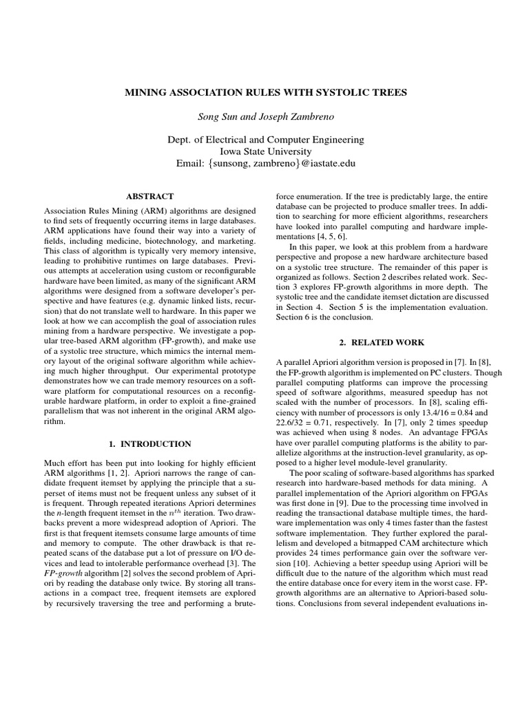 Mining Association Rules With Systolic Trees Dept. of Electrical and