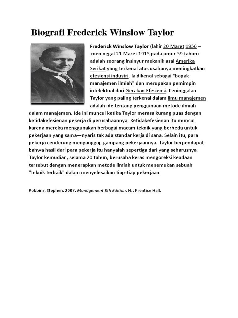 Biografi Frederick Winslow Taylor - For Merge666 | Pdf