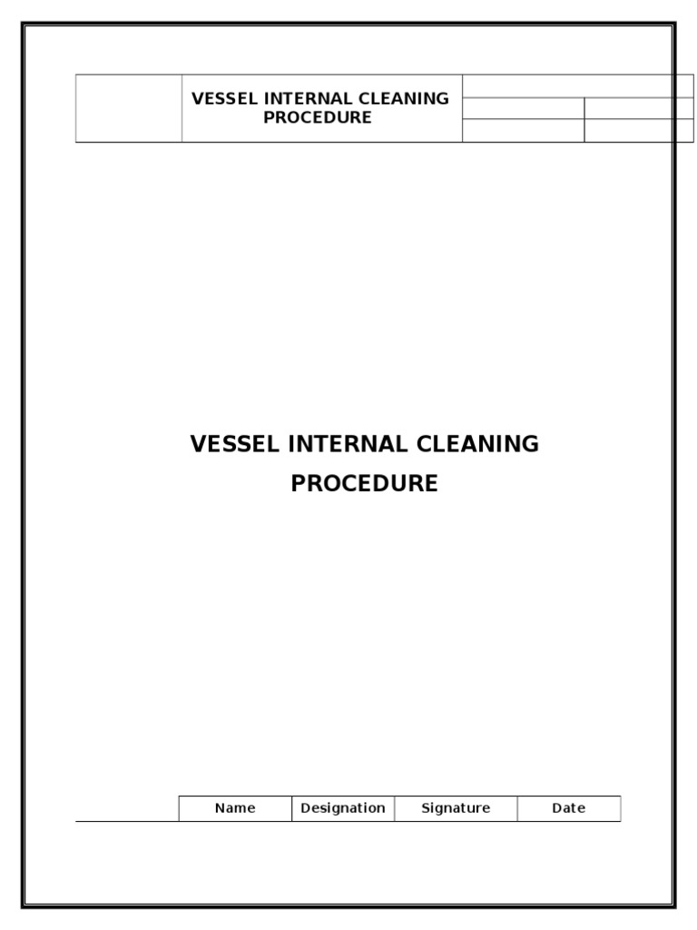Vessel Cleaning Procedure PDF Personal Protective Equipment