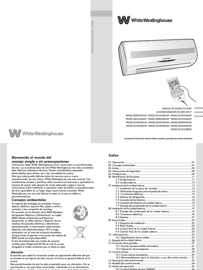 Manual Split WhiteWestinghouse PDF PDF Caldera Bomba