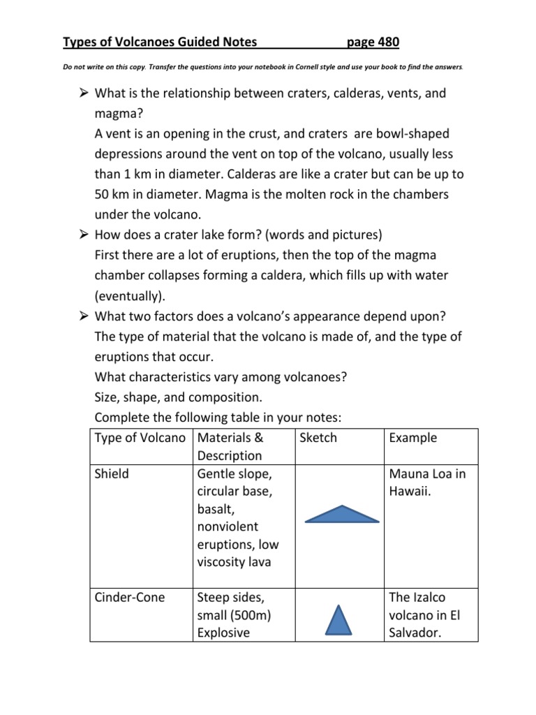 Volcano Types and Characteristics | PDF | Volcano | Types Of Volcanic ...