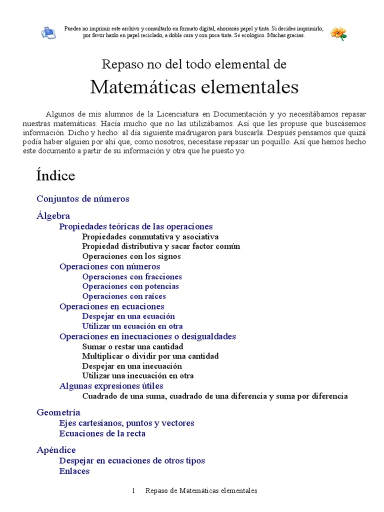 Repaso de Matemáticas Elementales | PDF | Sistema de coordenadas ...