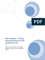 Role Analysis - Writing Job Specifications & Key Competency List