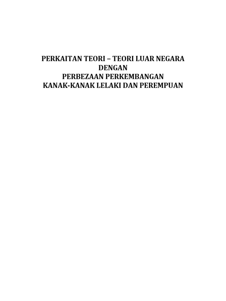 Model Prasekolah Perbezaan Perkembangan Kanak Kanak Lelaki Dan Perempuan Pdf