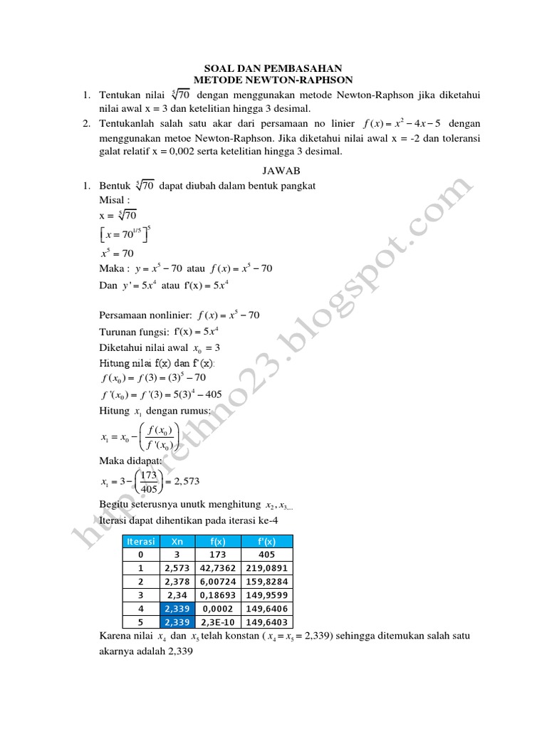 Contoh Soal Metode Newton-Raphson | PDF