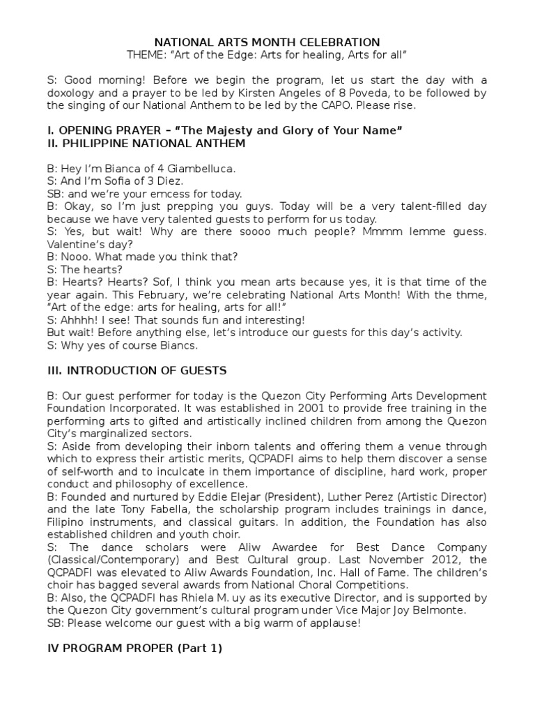 National Arts Month Celebration PDF Leisure