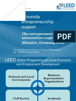 University Entrepreneurship Support: The Entrepreneurial Universities Conference Münster, Germany 2012